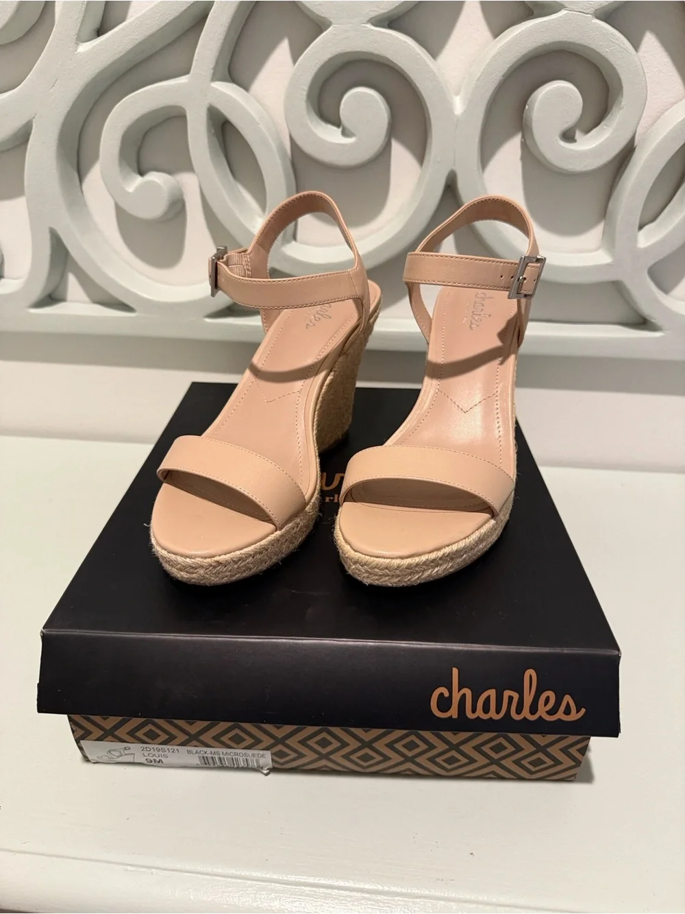 Charles By Charles David Nude Espadrille Wedge Sandals